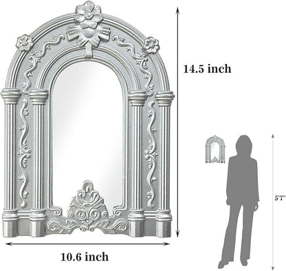 ZEXUIRU 2PCS Arched Window Wall Mirror,Rustic Farmhouse Home Decor, Wood Framed Accent Mirror for Living Room,Bathroom,Bedroom,Kitchen,14.5x10.6 Inches