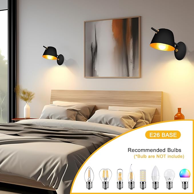 Kawell Modern Metal Wall Sconce Light Fixture Hardwired Indoor Night Light for Bedroom Living Room Kitchen Study Room, Minimalist Black Finish