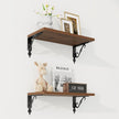 RICHFOCUS Floating Shelves for Wall Decor, 8 Inch Deep Shelves Set of 2, 16W x 8D Floating Shelves Wall Mounted with Metal Brackets, Rustic Wood Shelves for Living Room Bedroom Kitchen, Walnut