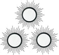 3 Pack Metal Mirrors for Wall Sunburst Wall Mirrors Home Décor Decorative Hanging Wall Art for Living Room Bedroom Entryway (Black, Sunburst)