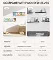 HBlife 24 Inches Invisible Wall Floating Bookshelf for Kids and Nursery, 16 Inch Stud Spacing Clear Acrylic Shelves for Figures, 3 Pack (5MM Thick)