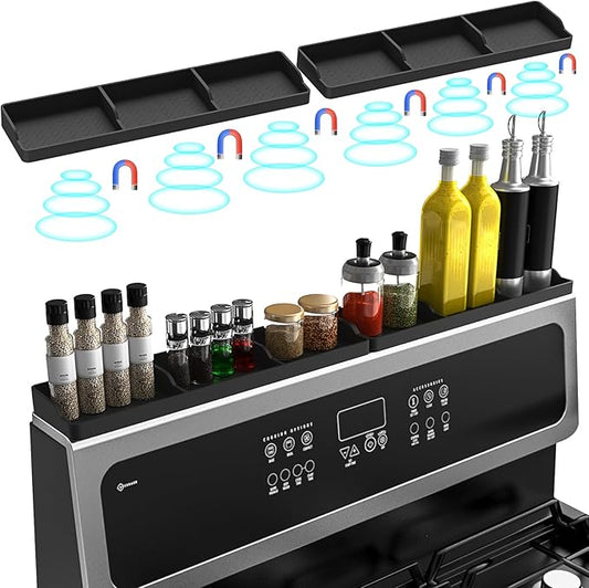 30 Inch Silicone Stove Oven Top Shelf Magnetic for Kitchen Gadgets, Soft Flexible Strong Magnetic Heat Resistant Spice Rack Kitchen Organizer