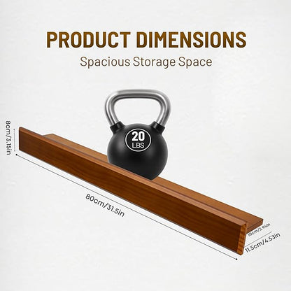 32 Inch Picture Ledge Shelf with Lip,Floating Shelves for Wall, Set of 2 Solid Pine Wood Shelves with Invisible Brackets, Wall Storage for Living Room, Bedroom, Kitchen, Bathroom(Dark Brown)