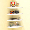 4 Pcs Floating Corner Shelf with Mounting Accessories, Wooden Round Corner Wall Shelves, Wall Mounted Corner Storage Shelf for Bathroom, Bedroom, Living Room (White)