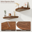 Solid Walnut Floating Shelves for Wall 15.7 Inch Set of 2, Live Edge Wall Mounted Shelf,Rustic Farmhouse Wooden Floating Shelf,Wood Wall Shelves for Bathroom Living Room,Bedroom,Kitchen