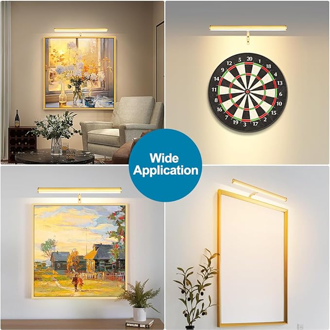 LED Picture Lights for Paintings Plug in, Adjustable Art Light Gallery Wall Light for Display Art Work, 14 Inch 4W 3000K Warm White, Gold Finish CRI90+, ETL Listed