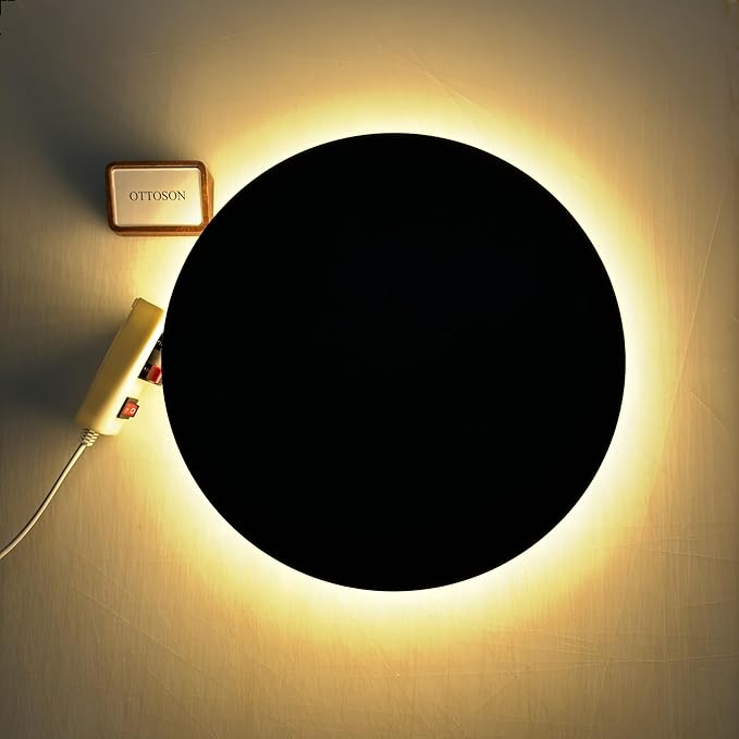 Black Modern Wall Sconce OTTOSON Round Disc Sconces Wall Lighting Metal Circular Stairwell Lighting 3000K Warm LED Wall Lights for Living Room Bedroom Stairway - 12"