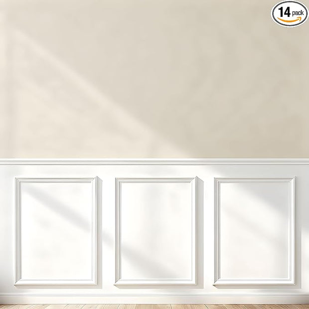 Peel and Stick Wainscoting Panels, 3 Set 20"x27" Wall Molding + 2pcs Chair Rail Trim, Pre-Cut Self Adhesive Premade Molding Panel for Bathroom Hallway Door Nursery Wall, Ready to Assemble