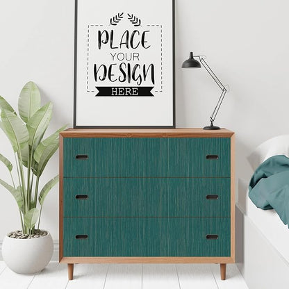 Teal Grasscloth Peel and Stick Wallpaper Texture Contact Paper 15.7" X 120" Self-Adhesive Faux Grasscloth Removable Wallpaper Cabinets Counter Top Liners