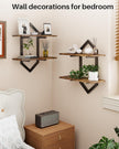 Floating Shelves, Set of 2 Wall Shelf, Wall Mounted Decorative Shelves, 2-Tier Modern Geometric Hanging Storage Shelf for Living Room, Bedroom, Kitchen, Office, Study (Rustic Brown + Black)