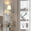 DORESshop Battery Operated Wall Sconce Set of 2, Wall Light Wireless Easy Install, Dimmable and Adjustable Sconce Wall Decor, Rechargeable Wall Lamp for Bedroom, Living Room, Chrome and Glass 24.6in