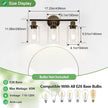 3-Light Bathroom Light Fixtures, Brown and Gold Bathroom Wall Lights, Modern Vanity Light with Clear Glass Shade, Bathroom Wall Lamp for Mirror Hallway Cabinet