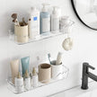 TZAMLI Acrylic Shower Caddy, Wall Mounted Adhesive Shelves with Lip, No Drilling Shower Organizer Clear Shelf for Bathroom Toilet Kitchen Storage, Long