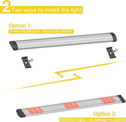 GETINLIGHT 12-inch Plug-in LED Under Counter Lights for Kitchen, Day Light 5000K, Pack of 3, IN-0110-23-SN-5K