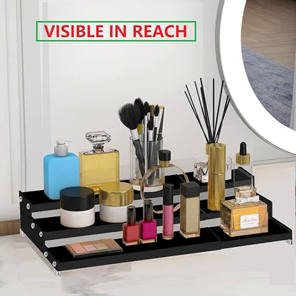 Spice Rack Organizer for Cabinet, 3 Tier Expandable Spices Storage, Great for Kitchen Cabinets, Cupboard,Pantry and Countertop More 1 Pack/Black