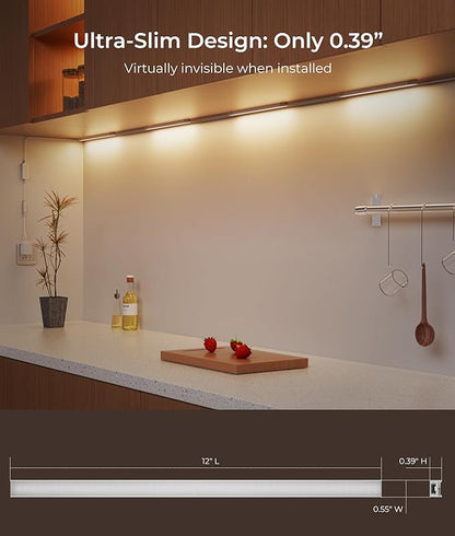 12-Inch Under Cabinet Lighting, Ultra Slim 5CCT Adjustable (2700K-5000K) Hardwired LED Cabinet Lights for Kitchen, Closet, Shelf, 24V Low Voltage, 2 Pack