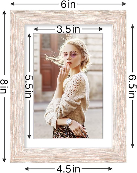 Vittanly 5x7 Picture Frames Set of 9, Shatter Resistant Plexiglass, Display 4x6 Pictures with Mat or 5x7 without Mat, Photo Frames for Wall or Tabletop, Engineered Wood, Rustic Pink