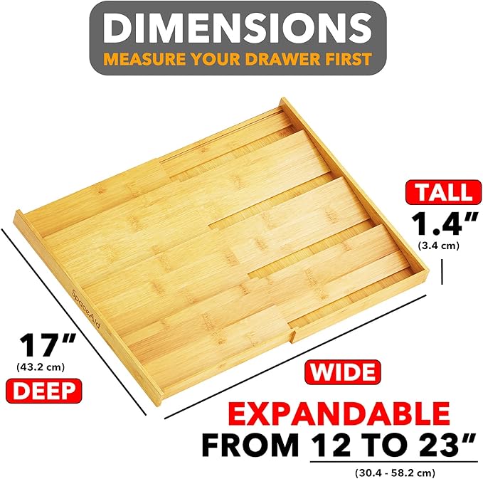 SpaceAid Bamboo Spice Drawer Organizer, (Need 3