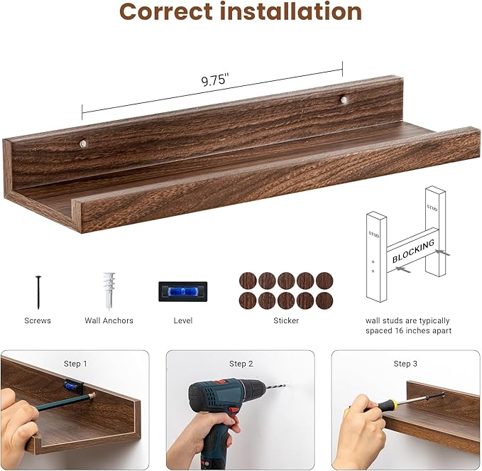 Heimlove Floating Shelves Set of 6, 16