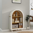 3-Tier Arched Bookcase,Modern Low Short Bookshelf,Small Wood Open Display Shelf,Arched Storage Cabinet for Living Room,Bedroom,Home Office,White