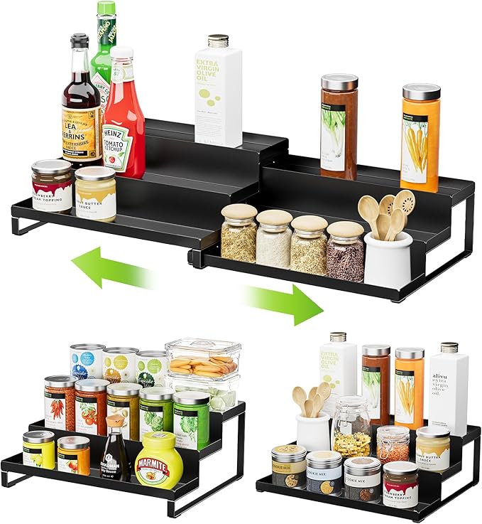 RCHYFEED Spice Rack Organizer for Cabinet, Set of 2 Metal 3 Tier Spice Rack 11.8