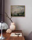SHENIFY Vintage Landscape Framed Canvas Wall Art Retro Village Prints Modern Kitchen Bathroom Office Decor - 11x14in Natural Framed