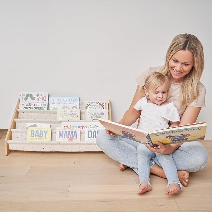 ZICOTO Decorative Wooden Bookshelf for Kids Rooms - Keeps Plenty of Books Neatly Organized & Within Reach for Toddlers - Easy Install Montessori Book Shelf for Baby's Bedroom or Playroom Decor