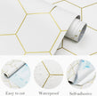 Hexagonal Wallpaper Geometric Peel and Stick Wallpaper 17.3”×393”Gold and White Contact Paper Decorative Shelf Drawer Liner Roll Waterproof