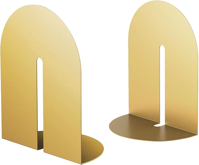Runway Gold Bookends for Books,1 Pair Metal Book Holders for Office Shelves Adults & Kids Gift(Gold)