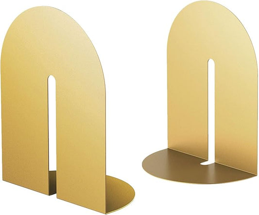 Runway Gold Bookends for Books,1 Pair Metal Book Holders for Office Shelves Adults & Kids Gift(Gold)
