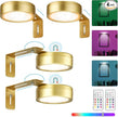 4 Pack Gold Picture Lights for Wall Battery Operated, 12 RGB Color Changing LED Wall Art Light, Magnetic Painting Light with Remote Control, Gallery Lights Photo Sconce for Art Display Frame
