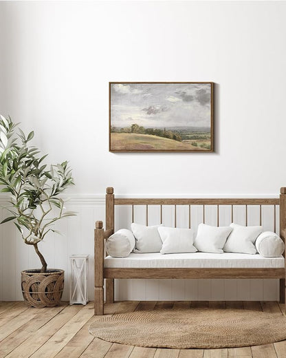 InSimSea Framed Canvas Wall Art Vintage Decor, Large Landscape Wall Art, Wild Field Painting, Rustic Modern Farmhouse Wall Decor for Living Room Bedroom, French Country Decorations, 20"x30"
