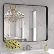 LOAAO 40X32 Inch Black Metal Framed Bathroom Mirror for Wall, Matte Black Bathroom Vanity Mirror Farmhouse, Large Rounded Rectangle Mirror, Anti-Rust, Tempered Glass, Hangs Horizontally or Vertically
