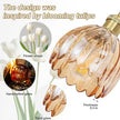 Vintage Bathroom Light Fixtures,2-Light Hardwired Vanity Lights with Amber Tulip Glass Shade,Gold Bathroom Vanity Light for Mirror Restroom,E26 Socket,14.57 in(Bulbs Not Included)