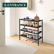 Smiry Bamboo Shoe Rack, 4 Tier Shoe Organizer for Entryway & Closet, Stackable Free Standing Storage Shelf for Shoes, Bags & Plants, Black