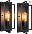 Industrial Wall Sconces Set of 2, Vintage Light Fixture, E26 Base, Matte Black Metal Wall Mount Lamp, Modern Indoor Lighting Hardwired