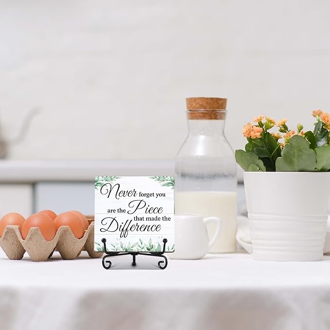 Thank You Appreciation Gifts for Mentor Teacher Nurse Employee, Never forget you are the Piece that Made the Difference Wooden Sign, Office Desk Decor - E12