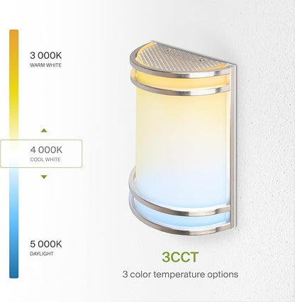 ASD LED Indoor Wall Mount Light Fixture - 8 Inch 15W Modern Interior Nickel Dimmable Wall Sconce Light - ETL 3000K 4000K 5000K Adjustable - Hallway, Bedroom LED Wall Lights, 4 Pack