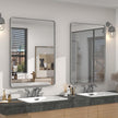 2 Pack of 24x36 Inch Silver Brushed Nickel Bathroom Mirror for Wall, Rounded Rectangle Silver Framed Bathroom Vanity Mirror, Anti-Rust, Shatterproof, Hangs Horizontally or Vertically