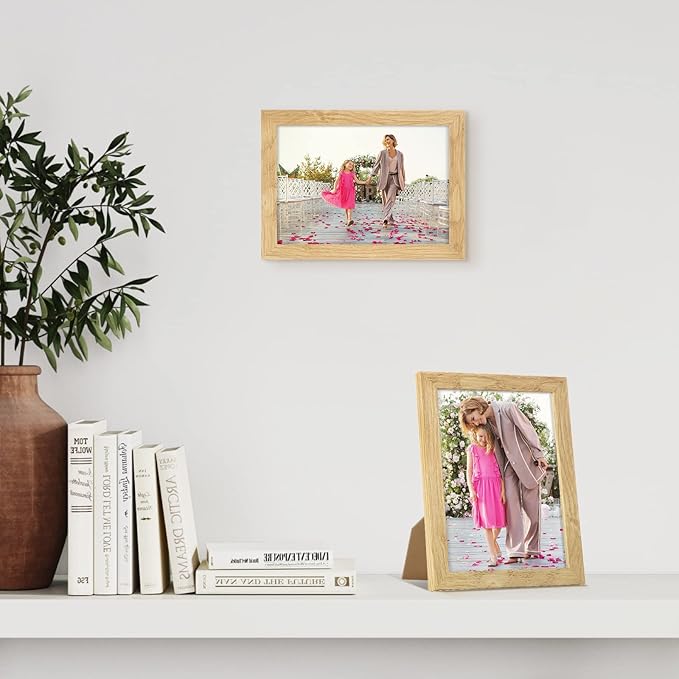 5x7 Picture Frame, Composite Wood Photo Frame with Perspex Glass for Vertical or Horizontal Tabletop Wall Display for Photos, Paintings, Posters, Artwork, Birthday Christmas Gift, Set of 4
