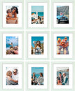 Vittanly 8x10 Picture Frames Set of 9, Shatter Resistant Plexiglass, Display 5x7 Pictures with Mat or 8x10 without Mat, Photo Frames for Wall or Tabletop, Engineered Wood, Vintage Green