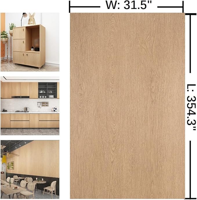 Extra Wide Wallpaper Peel and Stick Light Wood Contact Paper 31.5