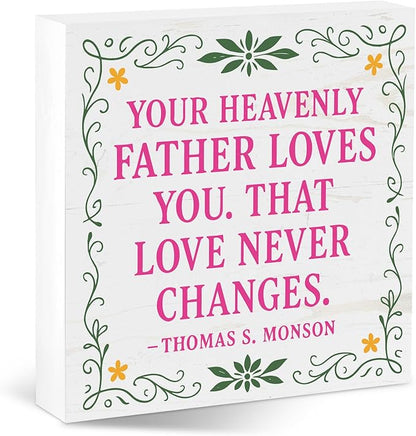Valentines Desk Decor, Valentine's Day Home Office Table Sign for Wife Daughter from Dad Husband, Valentine Gifts Decorations for Porch Tiered Tray Shelf Party, Love Never Changes