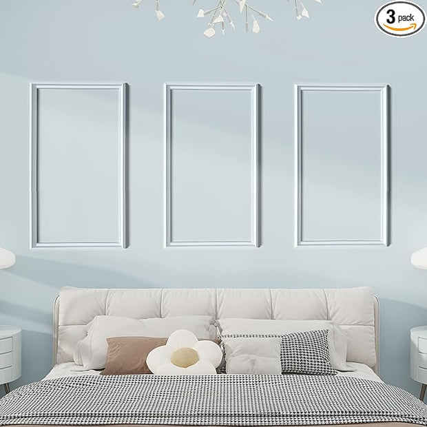 PALMPOP Peel and Stick Wall Molding Kit of 3 Frames,Premade Accent Wainscoting Panels, Ready to Molding Trim for Living Room Bedroom Corridor Home Interior Wall Panel Decor (24x16in)