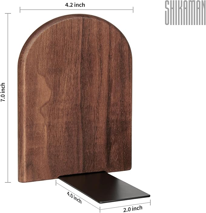 Book Ends,2 Pair Large Bookends Wood Book Ends Universal Economy Bookend (2, Large)