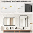 Black Mirror for Bathroom Wall - 26x38 Inch Bathroom Mirrors Over Sink with Rectangular Metal Frame, Black Vanity Rectangle Mirror for Restroom, Hallway, Home Office