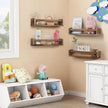 Nursery Room Shelves Set of 4, Wood Floating Book Shelves for Kids Room, Baby Book Shelf for Nursery, Kitchen Spice Rack (Carbonized)