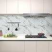 practicalWs Glossy Marble Wallpaper Peel and Stick White/Gold Granite Contact Paper Removable Wall Paper for Kitchen Countertop Cabinet Furniture 17.7