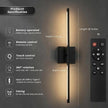 Battery Operated wall Sconce Set of 2 Rechargeable Wireless Cordless 12000ma 360° Rotation Large wall Lights lamp Modern Decor Linear Long Metal Black 28