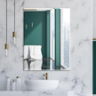 Frameless Bathroom Mirror for Wall, Rectangle Beveled Edge Mirror for Over Sink, Tempered Glass, Shatterproof, Hangs Horizontally or Vertically for Living Room, Entryway, Restroom, 32